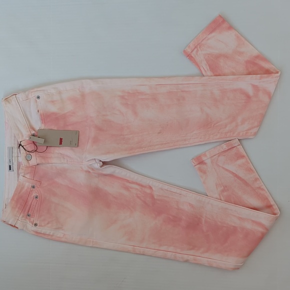 NWT Levi's Tie Dye 535 Denim Legging Junior 9 W29 Salmon Pink Coral Pockets Y2K - Picture 2 of 15